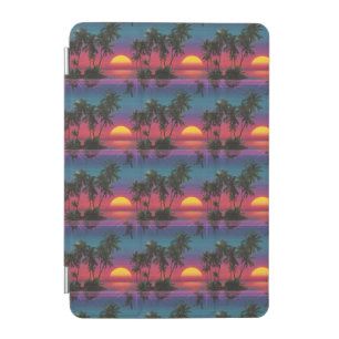 Retro Synthwave Palm Tree Sunset Pattern iPad Mini Cover