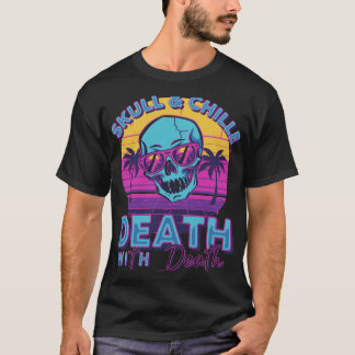 Retro Synthwave Skull Design with Sunglasses T-Shirt
