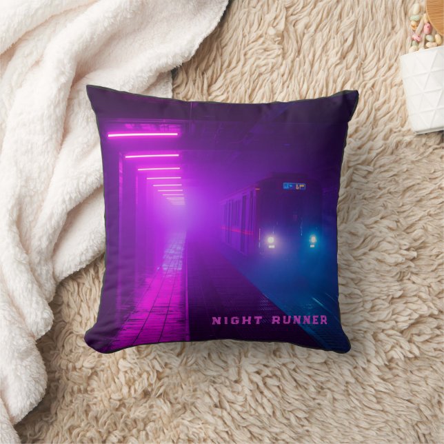  Retro Synthwave Vap Throw Pillow (Blanket)