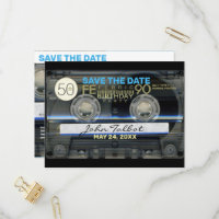 Retro T1 Audiotape 50th birthday Party Save Date P