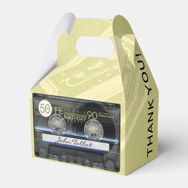 Retro T1 Audiotape 50th Birthday Thank You GFB Favor Boxes (Front Side)