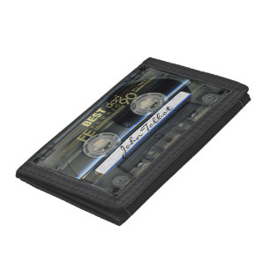 Retro T1 Audiotape Cassette Best Dad Name W Tri-fold Wallet