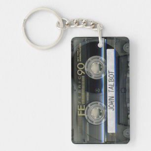 Retro T1 Audiotape Mixtape Cassette personalized K Keychain