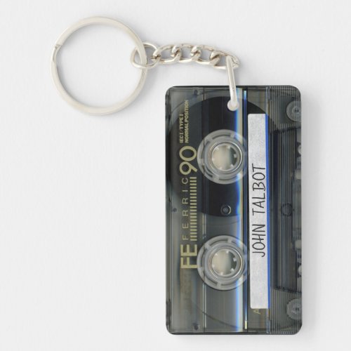 Retro T1 Audiotape Mixtape Cassette personalized K Keychain