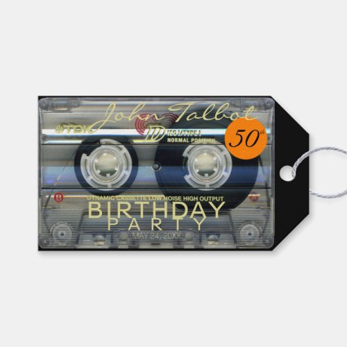 Retro T2 Audiotape 50th birthday Thank You Gift T Gift Tags