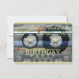 Retro T2 Audiotape 60th birthday Party Invitation