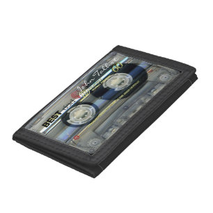 Retro T2 Audiotape Cassette Best Dad Name W Tri-fold Wallet