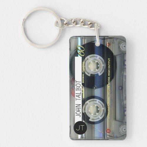 Retro T2 Audiotape Mixtape Cassette personalized K Keychain