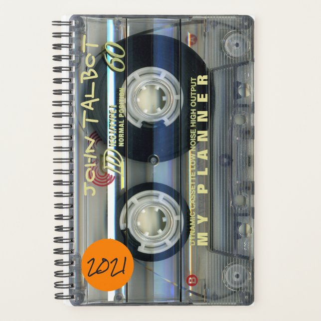 Retro T2 Audiotape Music Quote personalized Pl Planner (Front)