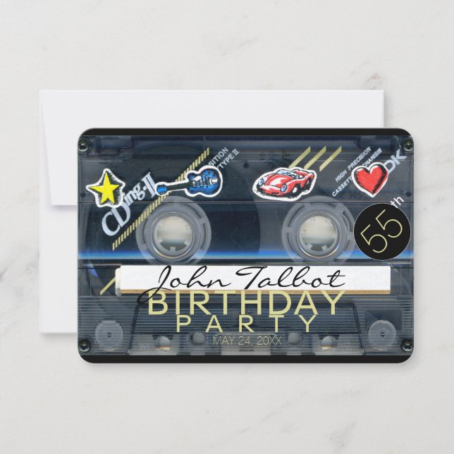 Retro T3 Audiotape 55th birthday Party Invitation (Front)