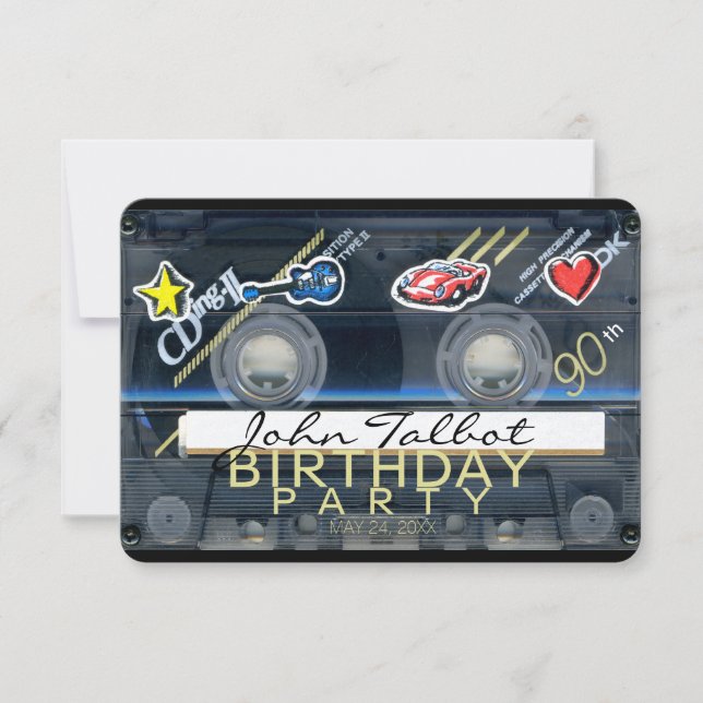 Retro T3 Audiotape 90th birthday Party Invitation (Front)