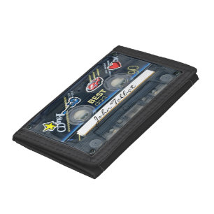 Retro T3 Audiotape Cassette Best Dad Name W Tri-fold Wallet