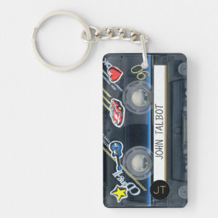 Retro T3 Audiotape Mixtape Cassette personalized K Keychain