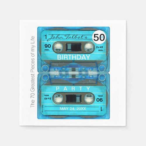 Retro T4 Audiotape 50th birthday Party Paper N Napkins