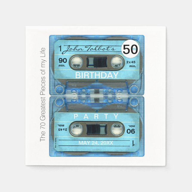 Retro T4 Audiotape 50th birthday Party Paper N Napkins (Front)