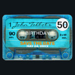 Retro T4 Audiotape 50th birthday Save The Date FPM Magnet<br><div class="desc">Old transparent audiotape (audio cassette - model n°4 in blue very rare) to personalize with your name and date. 50 is customizable on a small white tag. Design on flexible photo magnet with texts for 50th birthday Save the Date. Other models with other audiotapes available. Available in postcard too Matching...</div>