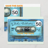 Retro T4 Audiotape 50th birthday Save The Date PoC