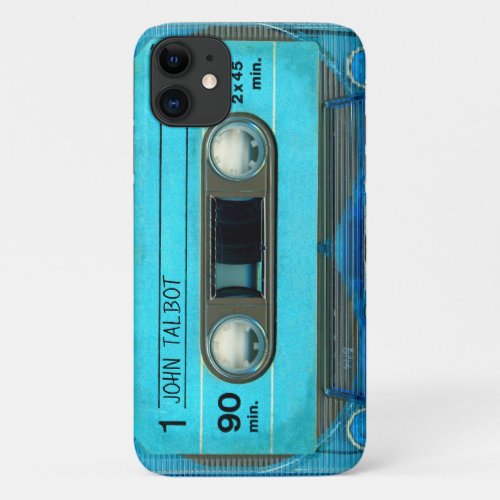 Retro T4 Blue Audiotape mixtape Cassette Name iPC  iPhone 11 Case