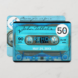 Retro T4 Cassette Tape 50th birthday Party Inv Invitation