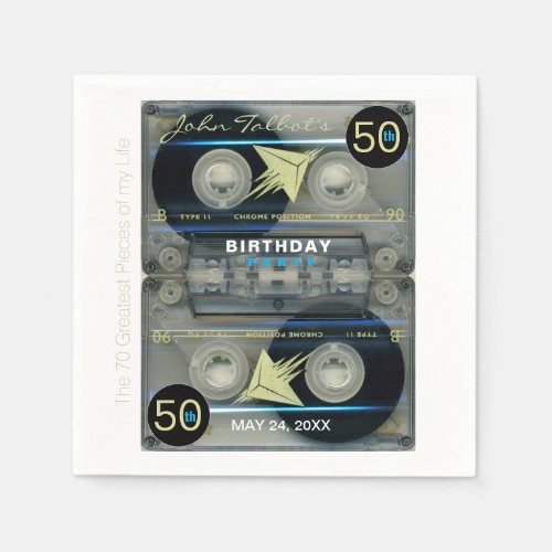 Retro T5 Audiotape 50th birthday Party Paper N Napkins