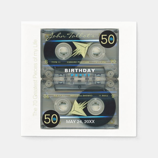 Retro T5 Audiotape 50th birthday Party Paper N Napkins (Front)