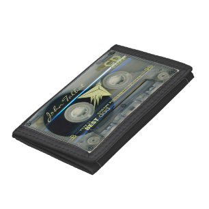 Retro T5 Audiotape Cassette Best Dad Name W Tri-fold Wallet