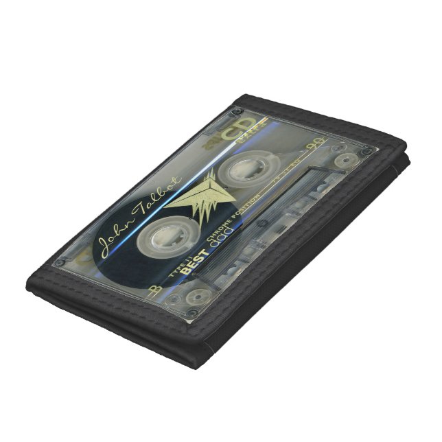 Retro T5 Audiotape Cassette Best Dad Name W Trifold Wallet (Bottom)