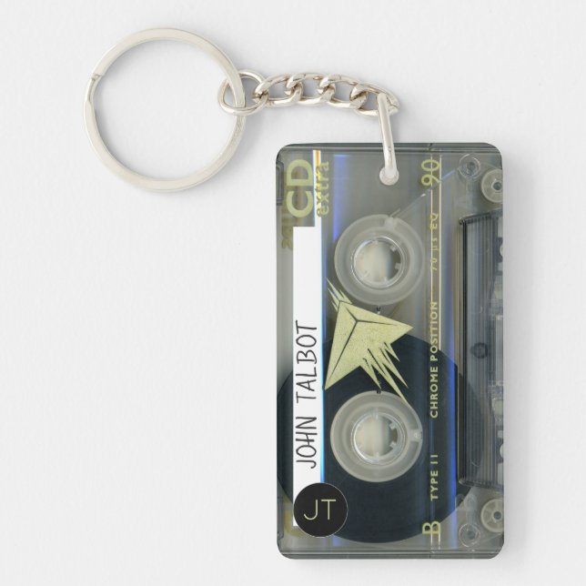 Retro T5 Audiotape Mixtape Cassette personalized K Keychain (Front)