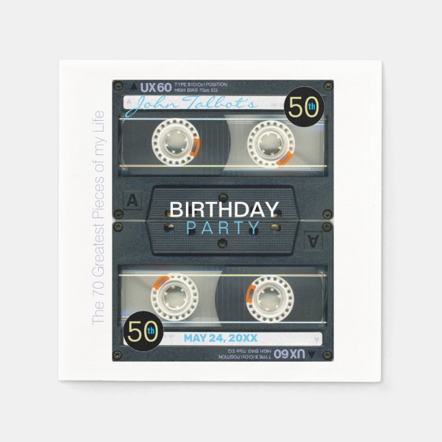 Retro T6 Audiotape 50th birthday Party Paper N Napkins (Front)