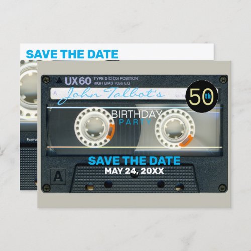 Retro T6 Audiotape 50th birthday Party Postcard