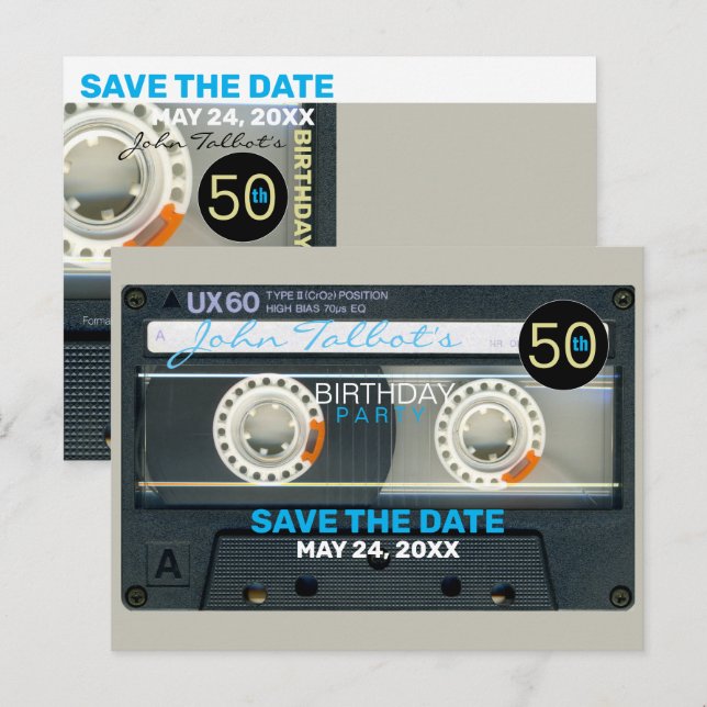 Retro T6 Audiotape 50th birthday Party Postcard (Front/Back)