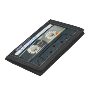 Retro T6 Audiotape Cassette Best Dad Name W Tri-fold Wallet