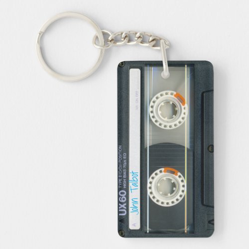 Retro T6 Audiotape Mixtape Cassette personalized K Keychain