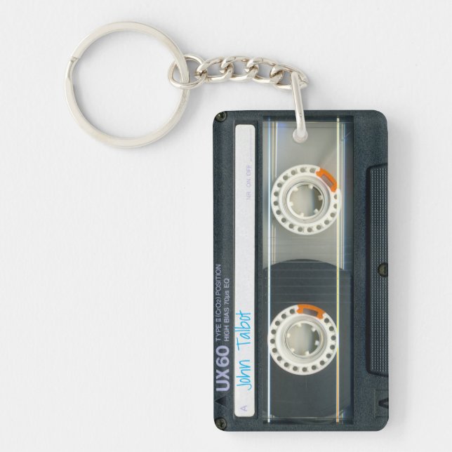 Retro T6 Audiotape Mixtape Cassette personalized K Keychain (Front)