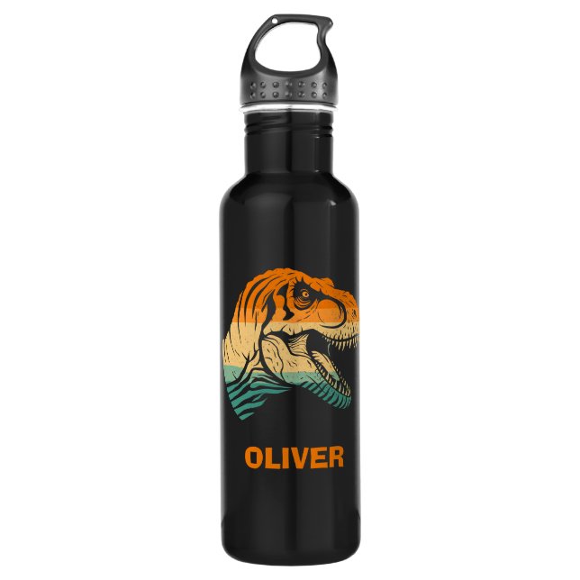 Retro T-rex Dinosaur Stainless Steel Water Bottle (Front)