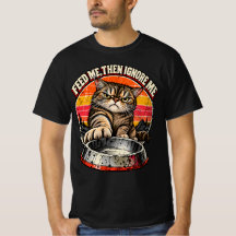 Retro Tabby Cat Orange Sunset Feed Me Humor