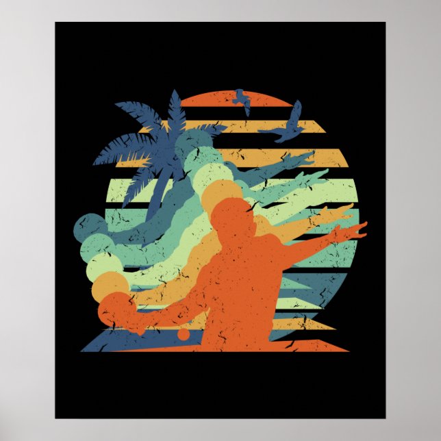 Retro Table Tennis Player Ping Pong Lover Sports Poster (Front)