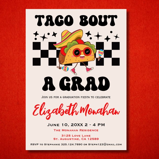 Retro Taco Bout A Grad Fiesta Graduation Invitation (Creator Uploaded)