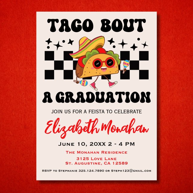 Retro Taco Bout A Graduation Fiesta Graduation Invitation (Creator Uploaded)