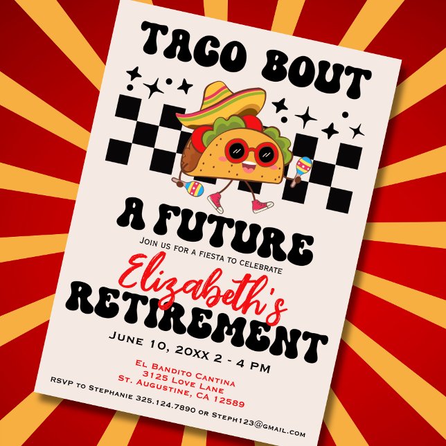 Retro Taco Bout A Retirement Fiesta Graduation Invitation (Creator Uploaded)