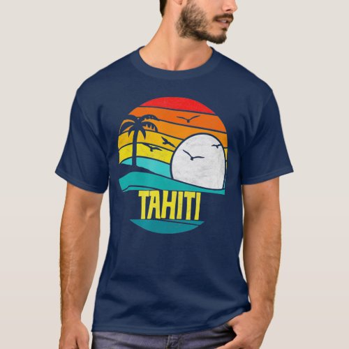 Retro Tahiti Sun  Surf 80s Graphic T_Shirt