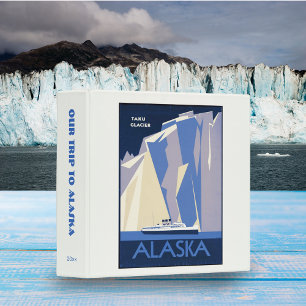 Retro Taku Glacier Alaska Travel Poster Scrapbook 3 Ring Binder
