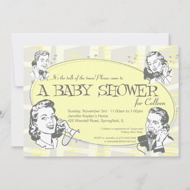 Retro Talk of the Town Baby Shower Invitation (Front)