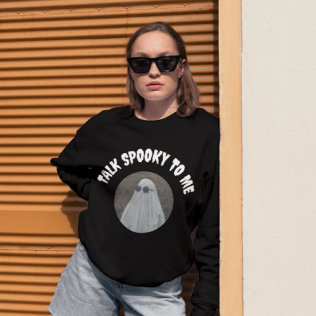 Retro Talk Spooky To Me Cool Ghost Halloween  Sweatshirt (Creator Uploaded)