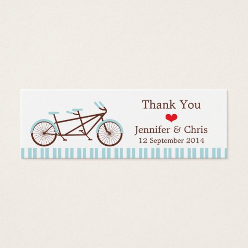 Tandem Bike (Blue Stripes) Wedding Favor Tags Business Card