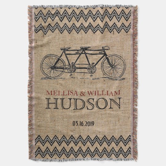 Retro Tandem Bicycle Zigzag Chevron Wedding Gift Throw Blanket Inspiration Bicycle Throw Blanket Retro Tandem Bicycle Zigzag Chevron Wedding Gift Throw Blanket Inspiration Bicycle Throw Blanket