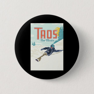 Retro Taos Ski Valley New Mexico Skiing Snowboardi Button