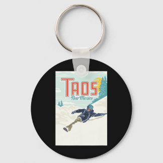 Retro Taos Ski Valley New Mexico Skiing Snowboardi Keychain
