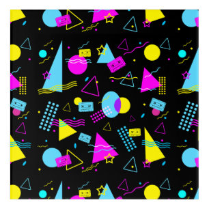 RETRO TAPE COLORFUL SHAPES  ACRYLIC PRINT