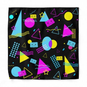 RETRO TAPE COLORFUL SHAPES BANDANA